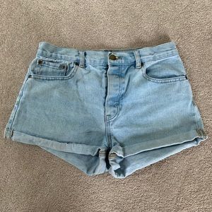Mid-rise denim shorts
